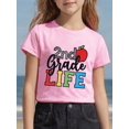 Girls'Casual Round Neck T-Shirt - 2nd Grade Life Graphic Print, Short ...