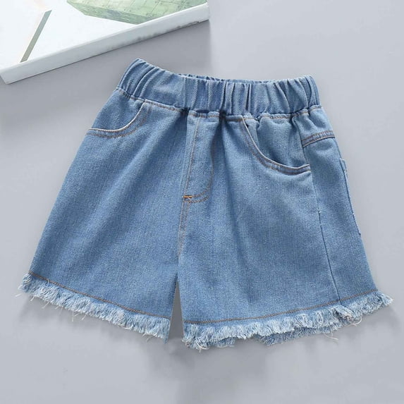 Girls Casual Ruffle Lace Trim Denim Skorts Elastic Waist Workout Fashion Skirt Shorts Summer Beach Sports Short Pants