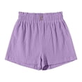 thumbnail image 1 of Girls' Casual Ruffled Paperbag Waist Shorts Elastic Summer Wide Leg Shorts Purple Size 5-6 Years, 1 of 6