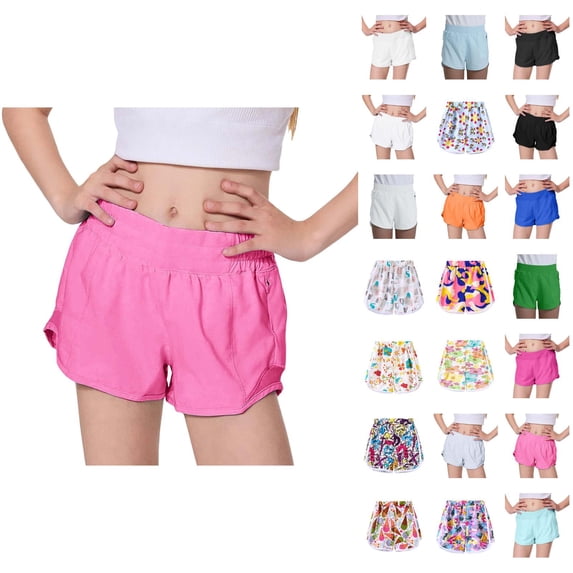Girls Casual Running Shorts Loose Breathable Yoga High Waist Workout Shorts For Kids Sports Fitness Leisure
