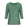 thumbnail image 1 of Girls Casual Shirts Lurex 3/4 Sleeve Blouse Loose Round Neck Solid Color Shiny Sequins Top Tunic Shirt for Kids, 1 of 2