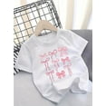 thumbnail image 1 of Girls' Casual Short-Sleeve Crew Neck T-Shirt with Cute Bow Print, Cotton Knit Fabric with Slight Stretch, Regular Fit for Ages 14 and Under, 1 of 6