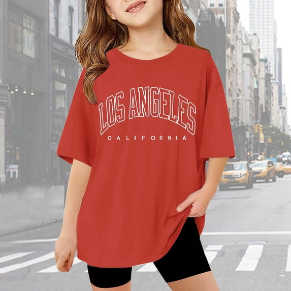 Girls Casual Short Sleeve Crewneck Tee Summer Oversized Basic Top for Children Short Sleeve Shirt for Girls Tees Kids Tshirts Clothes Summer Tops T-Shirt