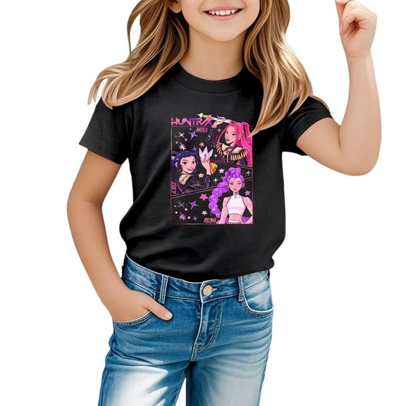 Girls Casual Short Sleeve Round Neck Tee Shirt Soft Comfortable Daily Wear Top For Toddler Teenage Youth
