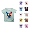 thumbnail image 1 of Girls Casual Short Sleeve T-Shirt with Ice Baseball Print, Comfortable Loose-Fit Top for Everyday Wear and Sports, 1 of 4