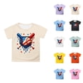 thumbnail image 1 of Girls Casual Short Sleeve T-Shirt with Ice Baseball Print, Comfortable Loose-Fit Top for Everyday Wear and Sports, 1 of 4