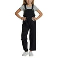 thumbnail image 1 of Girls' Casual Sleeveless Jumpsuits Black Loose Rompers Toddler Girl Summer Clothes Girls Clothes Size 11-12 Years Girls Fashion, 1 of 5