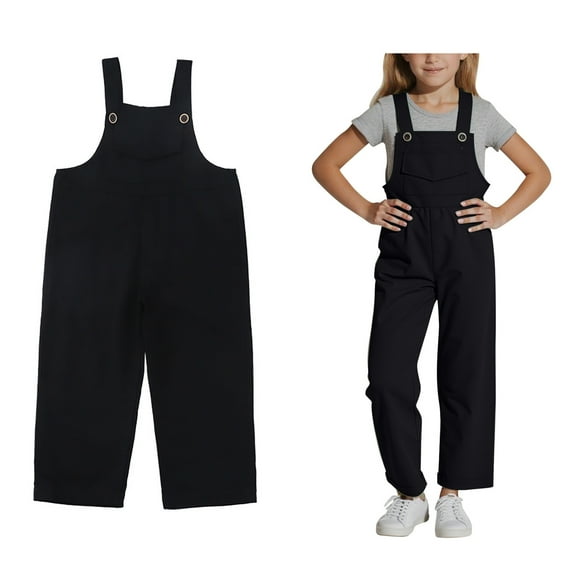 Girls' Casual Sleeveless Jumpsuits Black with Pockets Toddler Girl Summer Clothes Girls Jumpsuits Size 3-4 Years Girls Fashion