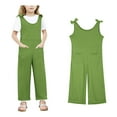 thumbnail image 1 of Girls' Casual Sleeveless Jumpsuits Green Rompers with Pockets Cute Summer Clothes Cute Clothes 7-8 Years Girls Fashion, 1 of 6