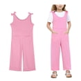 thumbnail image 1 of Girls' Casual Sleeveless Jumpsuits Pink Loose Rompers Girls Summer Clothes Clothes for Girls 7-8 Years Girls Fashion, 1 of 6