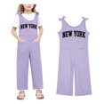 thumbnail image 1 of Girls' Casual Sleeveless Jumpsuits Purple Loose Rompers Summer Outfits for Girls Cute Outfits for Girls 5-6 Years Girls Fashion, 1 of 5