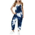 thumbnail image 1 of Girls Casual Sleeveless Jumpsuits Spaghetti Strap Loose Romper Overalls Long Pants with Pockets, 1 of 8