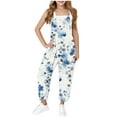 thumbnail image 1 of Girls Casual Sleeveless Jumpsuits Spaghetti Strap Loose Romper Overalls Long Pants with Pockets, 1 of 8