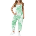thumbnail image 1 of Girls Casual Sleeveless Jumpsuits Spaghetti Strap Loose Romper Overalls Long Pants with Pockets, 1 of 8