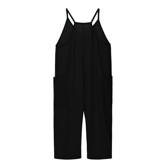 Girls' Casual Sleeveless Jumpsuits Summer Clothes For Teens Overalls With Side Pockets Adjustable Leg Preppy Clothes 8-9 Years
