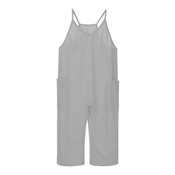 Girls' Casual Sleeveless Jumpsuits Summer Clothes For Teens with Pockets Adjustable Long Pants Outfits For Girls 12-13 Years