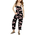 thumbnail image 1 of Girls' Casual Sleeveless Jumpsuits Toddler Girl Summer Outfits Loose Rompers Bowknot Preppy Clothes, 1 of 5