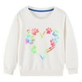 thumbnail image 1 of Girls Casual Solid Color Tops Long Sleeve Hooded Blouse Fall and Winter Middle Big Girls Boys Heart Print Long Sleeve Top Sweater White 7-8 Years, 1 of 4