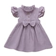 thumbnail image 1 of Girls Casual Solid Dress with Ruffled Bow Detail and Skirt for Toddler Kids Baby Clothes, 1 of 2