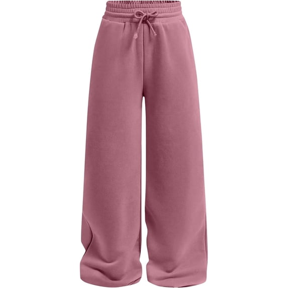 Girls Casual Straight Leg Pants Comfortable Elastic Waistband Sweatpants for Play Everyday Outdoor School Wear