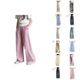 thumbnail image 1 of Girls Casual Straight Leg Pants Summer Plaid Blend Long Trousers For Daily Wear, 1 of 4