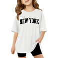 thumbnail image 1 of Girls Casual Summer Short Sleeve Crewneck Tee Soft Basic Oversized Top Tween Kids Summer Soft Comfy Cute Teen Basic Tees, 1 of 6