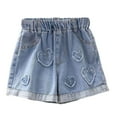 thumbnail image 1 of Girls Casual Summer Shorts with Metal Buttons Heart Elastic Waist Loose Hem Comfortable Playwear for Toddler Kids, 1 of 9