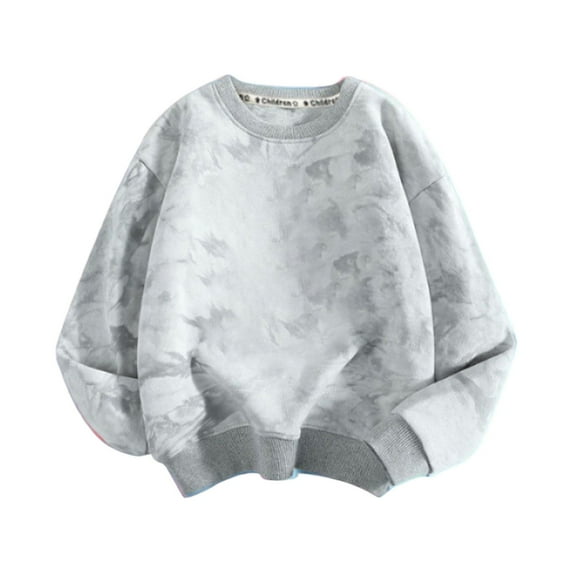 Girls Casual Tie Dye Crewneck Long Sleeve Sweaters Loose Fashion Tops for 1-8 Years
