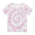 thumbnail image 1 of Girls Casual Tie-Dyed Short-Sleeve T-Shirt Cute Print Summer Blouse for Boys And Girls 1-13 T, 1 of 5