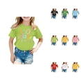 thumbnail image 1 of Girls Casual Tie Knot Front Tops Loose Fit T-Shirts for Kids – Cute Print Crewneck Tee Blouse, 1 of 4