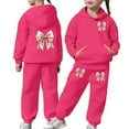 thumbnail image 1 of Girls Casual Tracksuit Sweatsuits with Bow Print Design Hoodie Jogger Pants Outfit Clothes, 1 of 7
