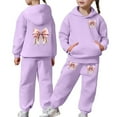 thumbnail image 1 of Girls Casual Tracksuit Sweatsuits with Bow Print Design Hoodie Jogger Pants Outfit Clothes, 1 of 6