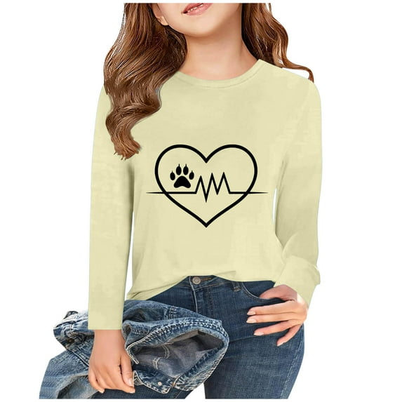 Girls Casual Tunic Tops Long Sleeve Loose Soft Blouse T-Shirt Size 2-15 Beige 2-3 Years