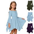 thumbnail image 1 of Girls Casual off Shoulder Ruffled Dresses Pirate Dress Pirate Cosplay Kid Halloween Size 3-11 Years, 1 of 4