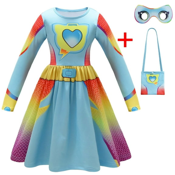 Girls Cat Cosplay Costume w/Mask Bag Halloween Outfit Dress Up