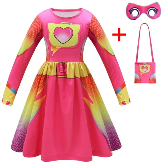 Girls Cat Cosplay Costume w/Mask Bag Halloween Outfit Dress Up