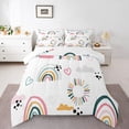 thumbnail image 1 of Catoon Rainbow Comforter Set Pink Love Heart Bedding Set Decor Cute Cloud Comforter Kawaii Stripes Polka Dots Theme White Duvet Set Bathroom Quilt Set Twin, 1 of 7