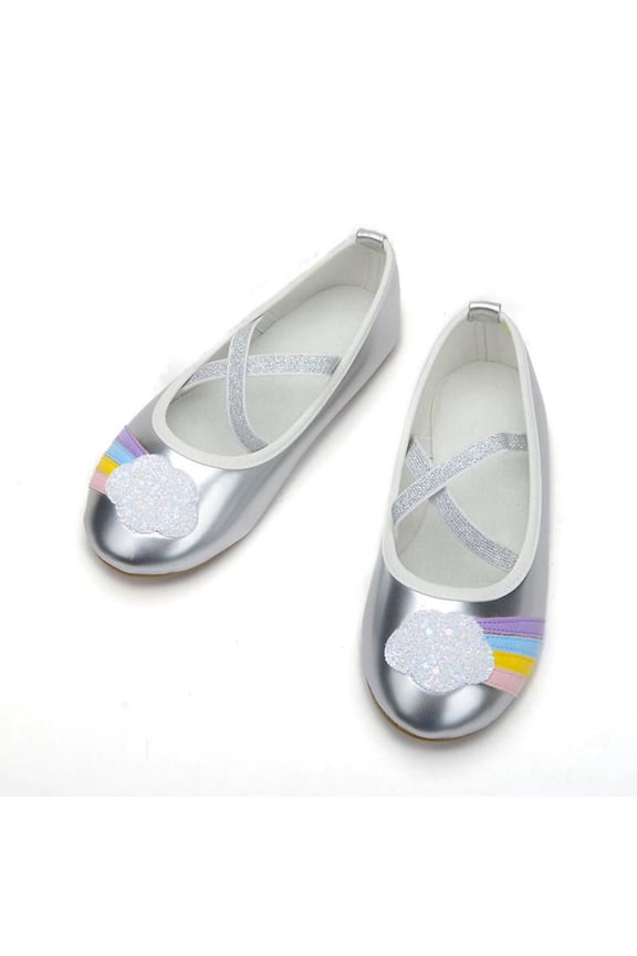 Girls Causal Dress Shoes,rainbow Mary Jane Ballet Flats Slip Toddler/Little Kid/Big Kid