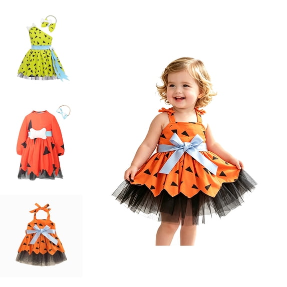 Girls Caveman Costume Historical Cavegirl Dress with Bowknot Dress Up Girls Halloween Dress