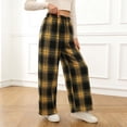 thumbnail image 1 of Girls Checkered Pants Casual Plaid Print Loose Sportswear Versatile Trousers Girls Pants Yellow 9-10 Years, 1 of 6