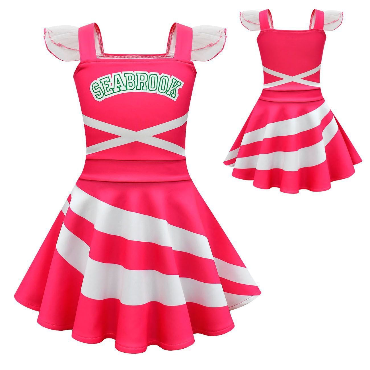 Girls Cheerleader Cosplay Dress Halloween Flutter Sleeve FancyDress 3