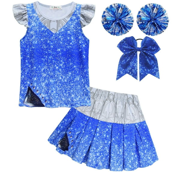 Girls Cheerleader Costume Halloween Party Dress Up with Accessories