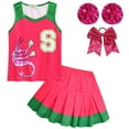 thumbnail image 1 of Girls Cheerleader Costumes Skirt Set Zombie Cosplay Hair Bow Pom Poms Dress Up, 1 of 7