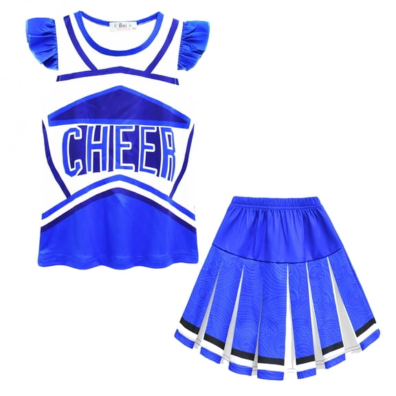 Girls Cheerleading Costume Outfit Sleeveless Tops with Skirt Fancy-Dress