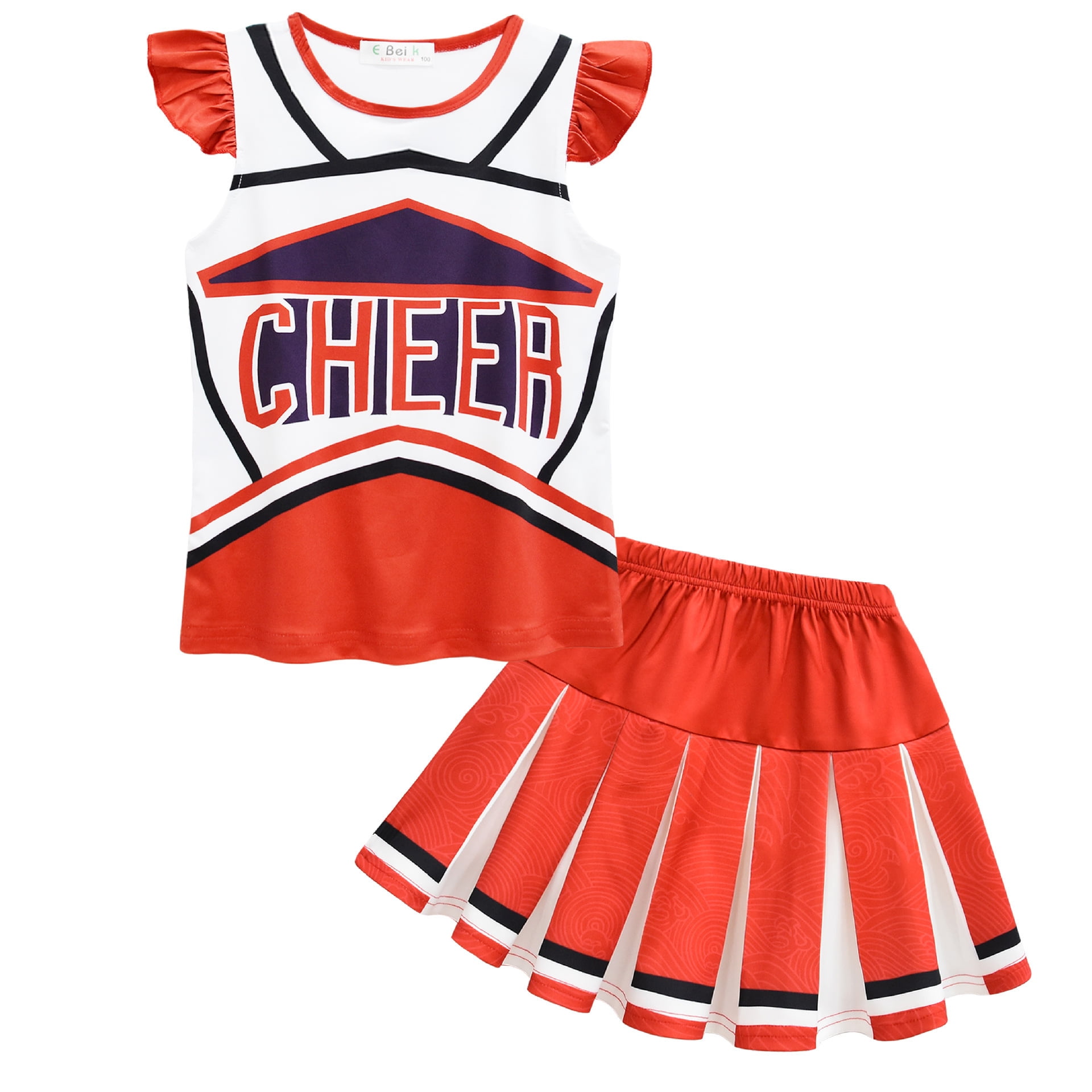 Girls Cheerleading Costume Outfit Sleeveless Tops with Skirt Fancy