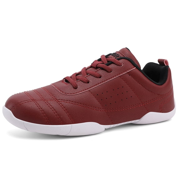 Girls Cheerleading Shoes Lightweight Non-Slip Athletic Sneakers for Youth, Breathable Training Dance Tumbling Shoes for Cheer Practice and Competition, White Red Blue