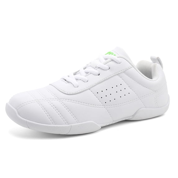 Girls Cheerleading Shoes Lightweight Non-Slip Athletic Sneakers for Youth, Breathable Training Dance Tumbling Shoes for Cheer Practice and Competition, White Red Blue