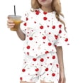 thumbnail image 1 of Girls Cherry Print 2 Piece Outfits Summer Short Sleeve Top & Shorts Set Soft Stretchy Casual Comfy Clothes Multicolor 4-14 Years,Size 5-6T, 1 of 8