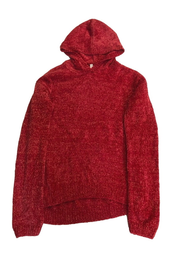 Girls Cherry Red Fall Autumn Winter Holiday Chenille Hooded Sweater XL (14/16)