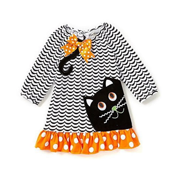 Girls Chevorn Black Cat Fall Dress (2t-6x) (6x)
